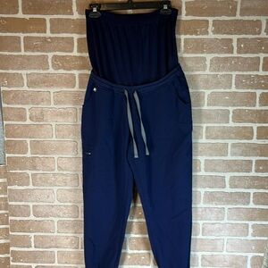 Figs navy blue maternity jogger scrubs